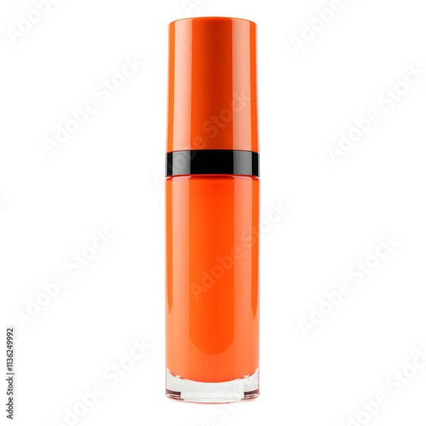 Fototapeta Front view of a orange lip gloss bottle with no labels isolated on a white transparent background.