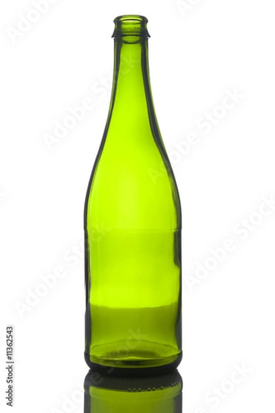 Obraz Empty green wine bottle