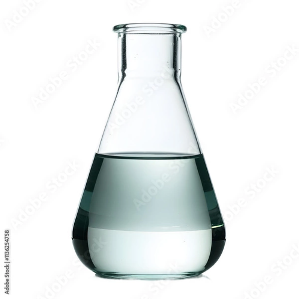 Fototapeta Front view of a single lab glassware vacuum desiccator isolated on a white transparent background.