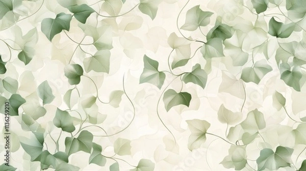 Fototapeta Elegant Green Ivy Leaves on Soft Neutral Background for Decor