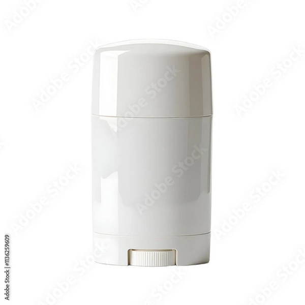 Fototapeta Front view of a white opaque deodorant stick with no labels isolated on a white transparent background.