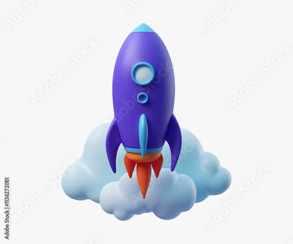 Fototapeta Rocket Launching 3D Illustration