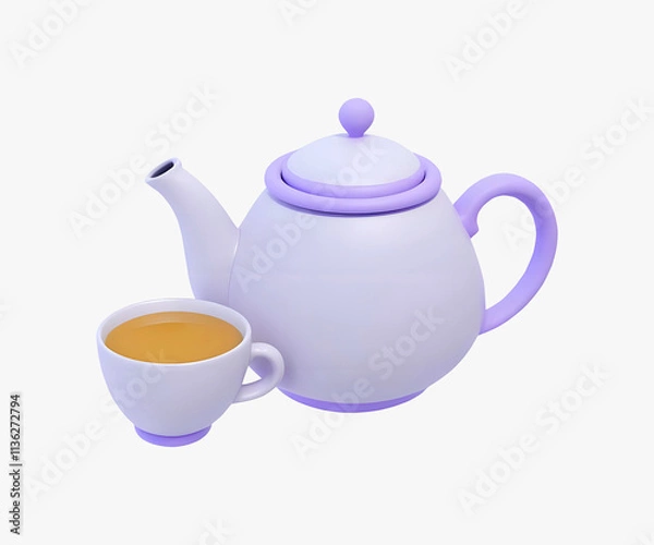 Fototapeta Tea Serving Tools 3D Illustration