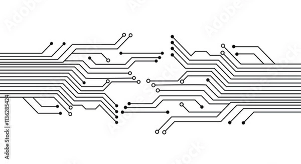 Obraz Abstract background with technology circuit board texture. Electronic motherboard illustration. Vector illustration