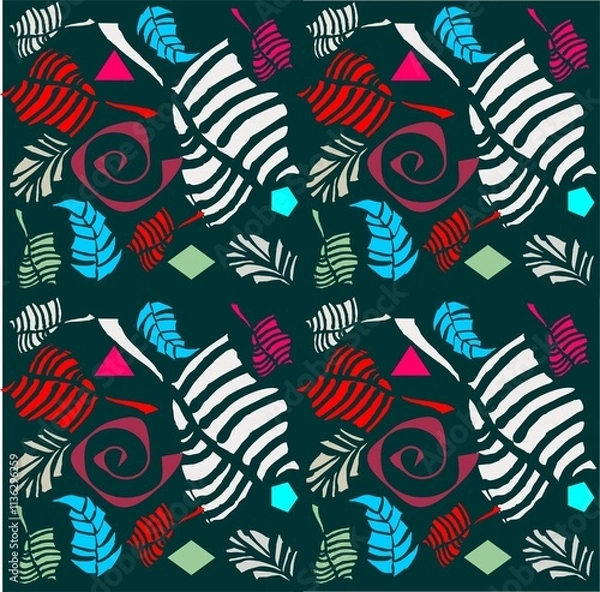 Obraz Abstract seamless pattern with exotic leaves