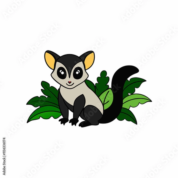 Obraz A image of a sugar glider in a jungle cartoon vector illustration