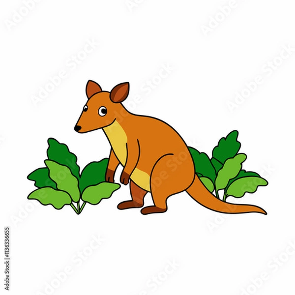 Obraz A image of a tree kangaroo in a jungle cartoon vector illustration
