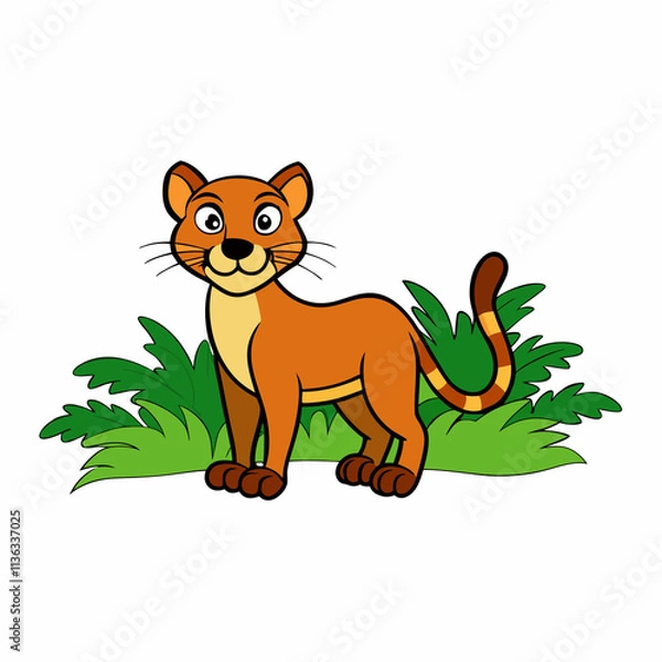 Obraz A image of a wildcat in a jungle cartoon vector illustration