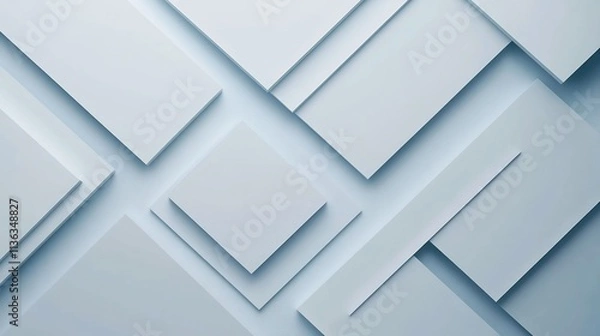 Fototapeta Minimalist Abstract 3D White Background with Overlapping Layers and Soft Lighting