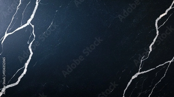 Fototapeta Dark Marble Surface with White Veins for Elegant Background Design