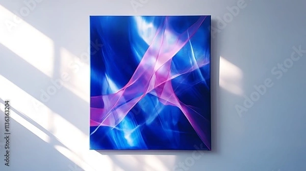 Fototapeta Abstract light beams on a vibrant blue canvas