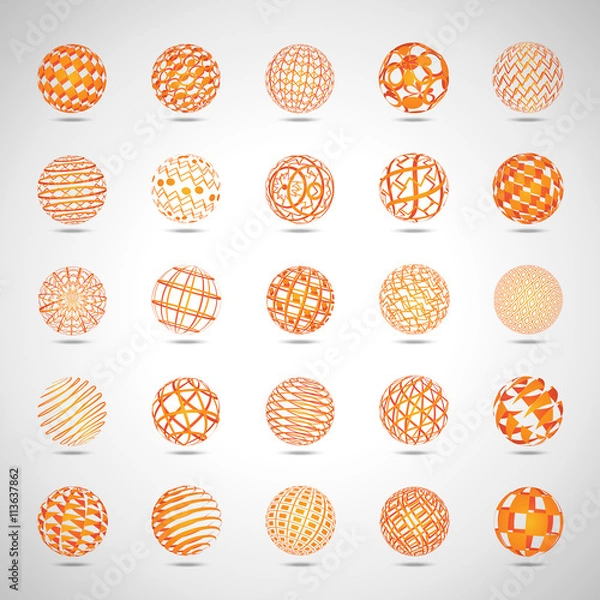 Fototapeta Sphere Icons Set - Isolated On Gray Background - Vector Illustration, Graphic Design