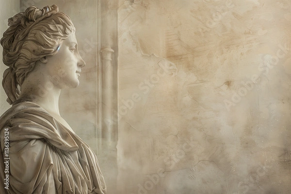 Fototapeta Side view woSide View of a Beautiful Woman Statue from the Renaissance Era Showcasing Classical Eleganceman 