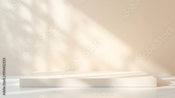 Obraz Abstract beige studio background for product presentation. Empty room with shadows and lights.