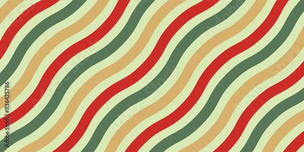 Fototapeta Retro wavy striped wallpaper and background design. Retro line pattern abstract background. Seamless pattern.