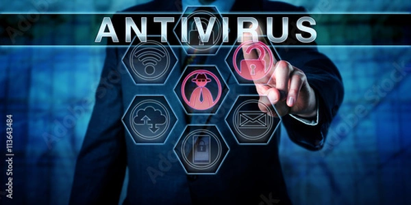 Obraz Corporate Security Manager Pushing ANTIVIRUS