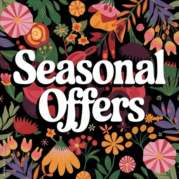 Fototapeta Seasonal Offers Announced Amidst Vibrant Floral Designs
