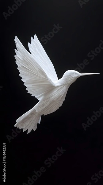 Fototapeta Hummingbird Formed With Paper Cut Art, Abstract Image, Texture, Pattern Background, Wallpaper, Cover and Screen of Smartphone, PC, Laptop, 9:16 and 16:9 Format