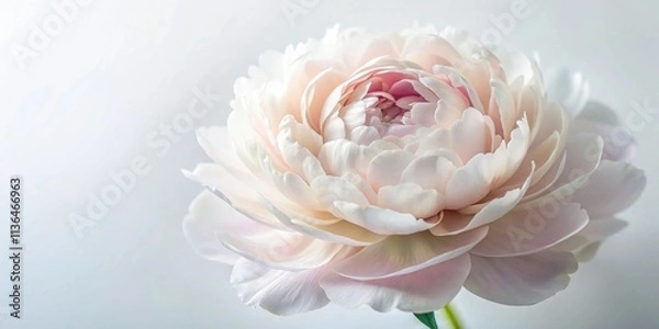 Fototapeta Delicate Pastel Bloom A Close-Up of a Soft Pink and White Flower with Numerous Petals