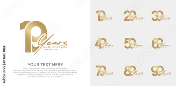 Obraz Anniversary logo set vector design, gold color for celebration event