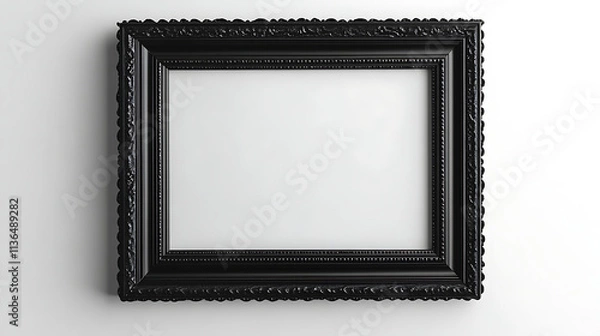Obraz  Ornate Black Picture Frame on White Wall