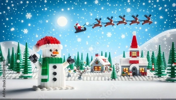 Obraz Various Christmas, New Year card and banner collection: Santa Claus, Christmas tree, snowman, reindeer, ornament, xmas elements and decorations and many more