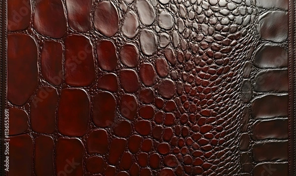 Obraz Luxurious dark brown crocodile embossed leather texture.  Perfect for backgrounds, fashion, and design projects.