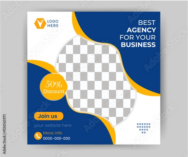 Fototapeta social media post template collection. Usable for social media post and website ads. Vector design.