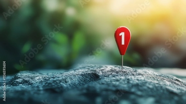 Fototapeta Target and Pin Location pin positioned precisely in the center of a target, symbolizing accuracy, precision, and successful targeting.