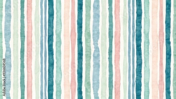 Fototapeta A seamless pattern of pastel-colored watercolor stripes, perfect for adding a touch of elegance and serenity to any design project.