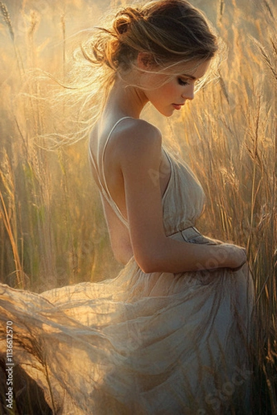 Obraz woman in a field