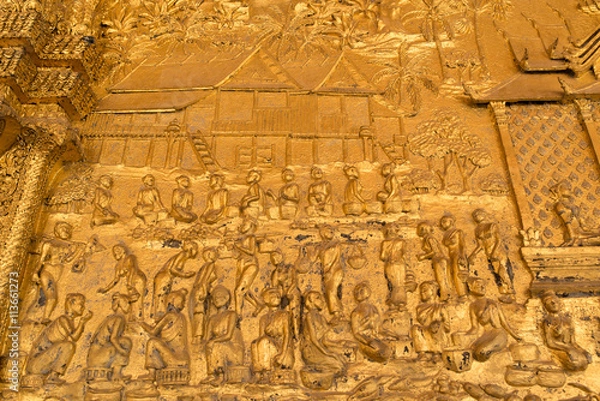 Fototapeta ルアンパバーン ワット・マイの壁面レリーフ
