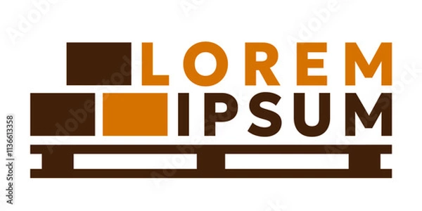 Obraz Logo for the delivery company in the flat style. Logogram with a pallet and boxes on it isolated on white background. Vector logo illustration for graphic design, Web, UI, mobile app