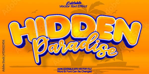 Fototapeta Hidden Paradise Vector Text Effect Editable Alphabet California Tropical California