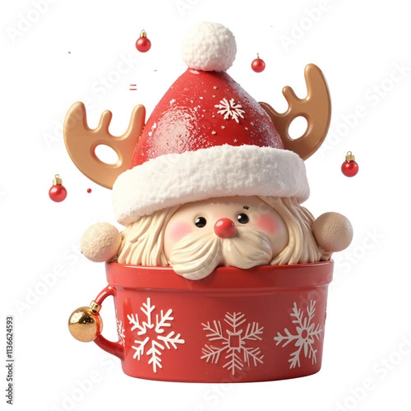 Obraz Christmas santa claus and snowman  object Transparent background
