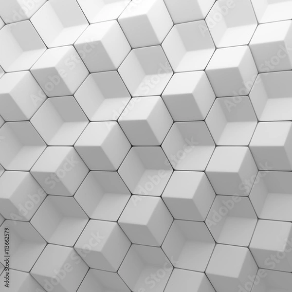 Obraz White abstract cubes backdrop. 3d rendering geometric polygons