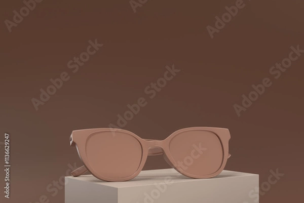 Fototapeta A pair of sunglasses is sitting on top of a box