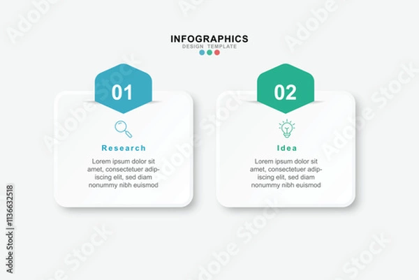 Fototapeta Vector Infographic label design template with icons and 2 options or steps. Can be used for process diagram, presentations