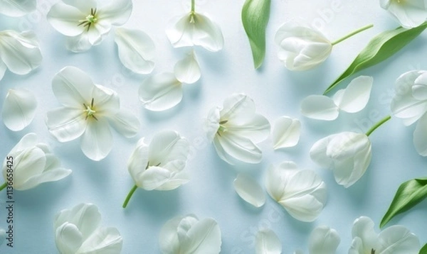 Fototapeta A white flower with a green stem