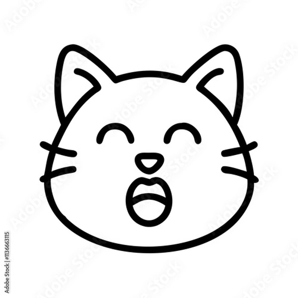 Obraz cat meowing icon, cat day line art, cat day icon - simple black line art icon of cat meowing, symbolizing cat day celebrations. cat day vector art.