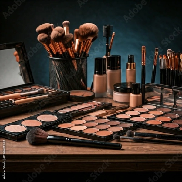 Obraz make up brushes and powder