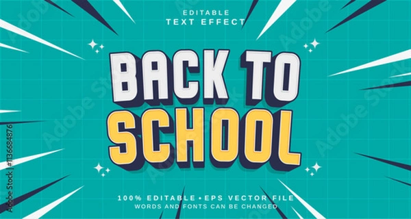 Fototapeta Editable text style effect - Back To School text style theme.