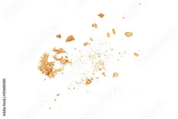 Fototapeta the pile of cake cookies crumbs flying, cookies flying, grunge graphic overlay element isolated on a transparent background