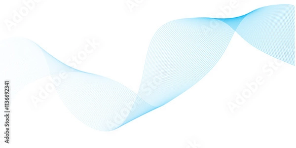 Fototapeta Abstract soft blue glowing wave curved lines background. Digital frequency track equalizer. Vector illustration.