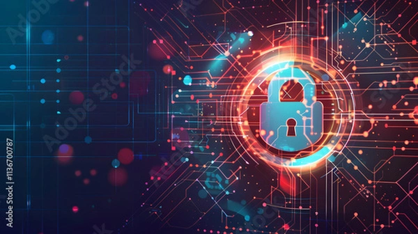 Obraz  Digital Lock and Key Symbolizing Cybersecurity and Data Protection