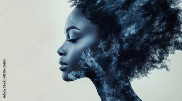 Fototapeta Beautiful woman with floral elements creating a captivating artistic expression
