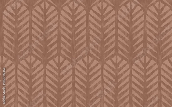 Obraz Vintage Seamless pattern of geomertic palm leaf in art deco style. Retro pattern of abstract palm leaves in trendy mocha mousse color.
