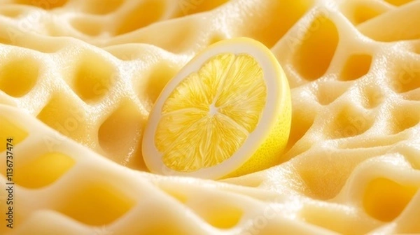 Fototapeta A slice of lemon sitting on top of a honeycomb