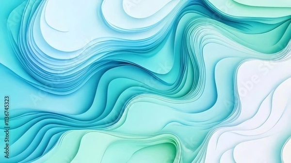 Fototapeta Abstract blue and green wavy pattern background.