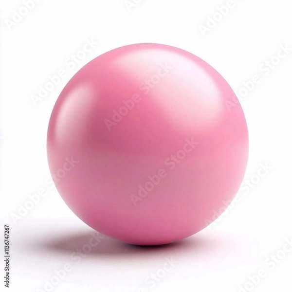 Fototapeta Matte sphere of 3d pink color on white background. Generative AI
